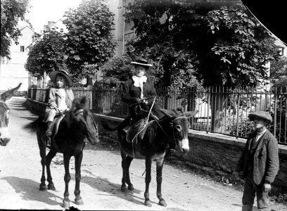 Promenade à dos d'âne et de cheval, Luchon, septembre 1900, TRU C 40 - Fonds Trutat