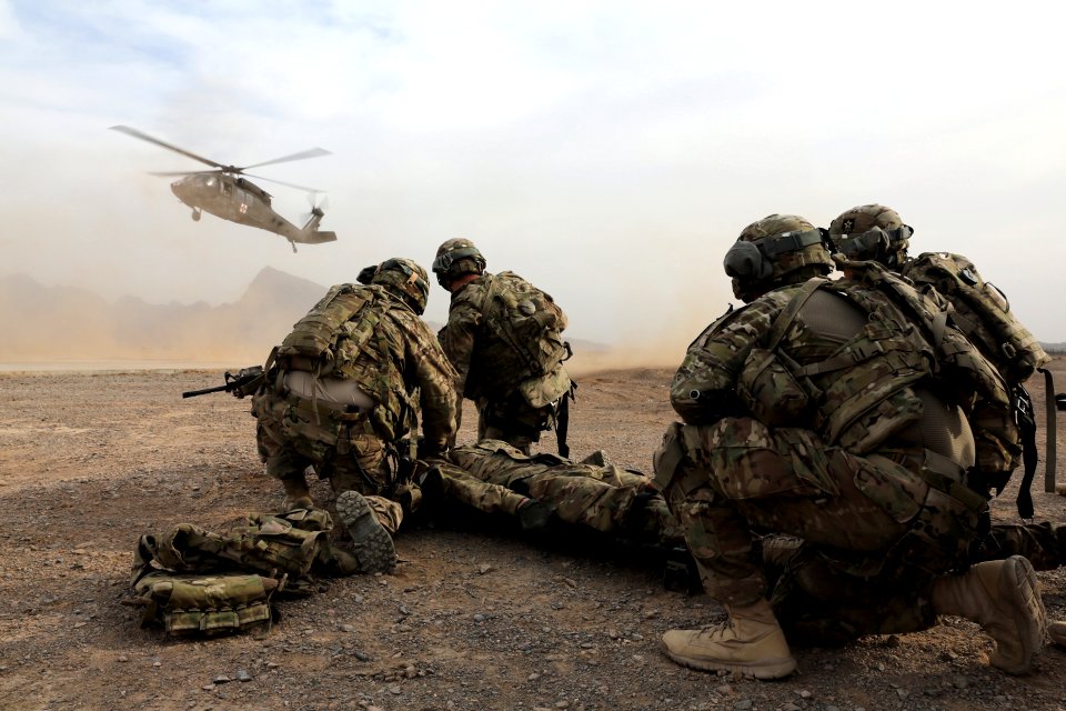 PRT Farah conducts medical evacuation training with Charlie Co., 2-211th Aviation Regiment at Forward Operating Base Farah 130109-N-IE116-388