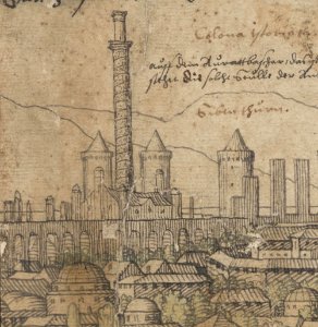 Prospect of Constantinople, Sheet 12, Melchior Lorck, 1559 (detail of the Column of Arcadius)