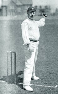 Ranji 1897 page 095 Peel in the act of delivery