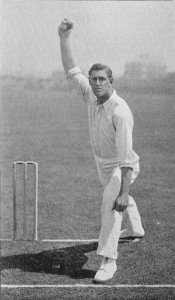 Ranji 1897 page 105 S. M. J. Woods in the act of delivery