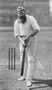Ranji 1897 page 371 W. G. Grace forcing the ball on the on-side