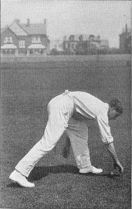 Ranji 1897 page 031 S. M. J. Woods picking up the ball running