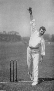Ranji 1897 page 076 Richardson in the act of delivery