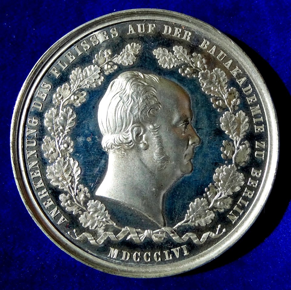 Prussia 1856, Award Medal for Students of today's Technical University Berlin. Sn- Test Strike. Obverse