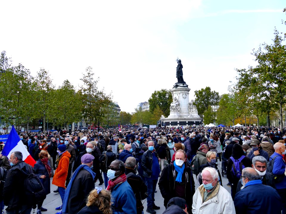 Rassemblement Samuel Paty le 18 oct 2020 Place de la République Paris