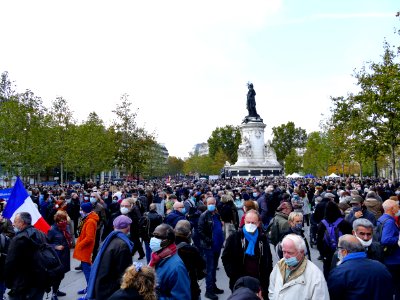 Rassemblement Samuel Paty le 18 oct 2020 Place de la République Paris