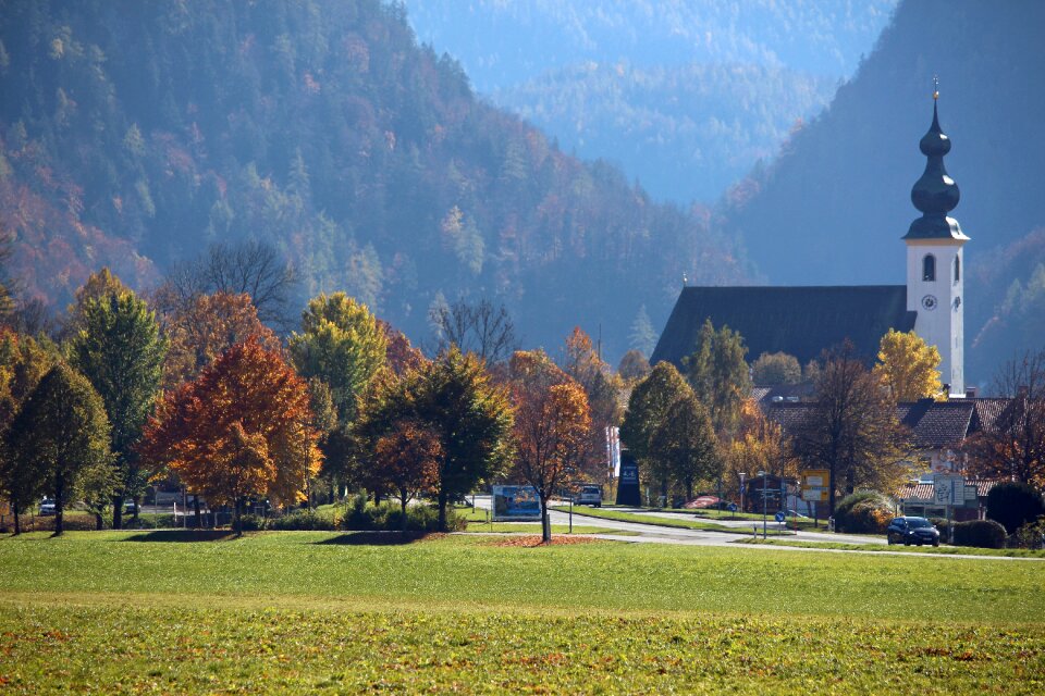 Village village church autumn