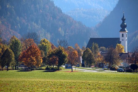 Village village church autumn photo