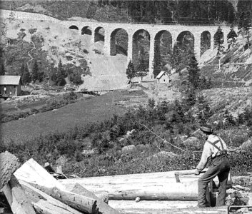 Präbichlbahn, Blick auf den Weiritzgrabenviadukt -. 1912