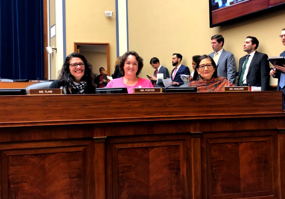 Rashida Tlaib, Katie Porter and Deb Haaland in 2019