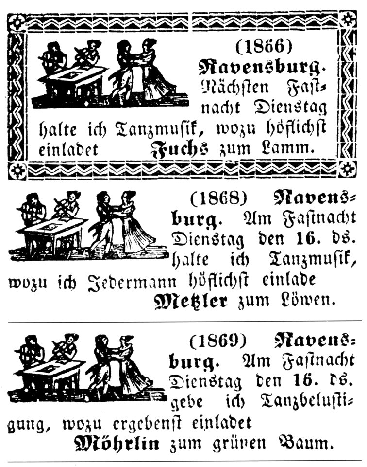 Ravensburg Fastnacht 1847 Tanzmusik