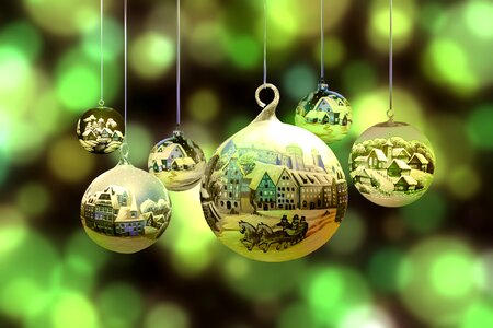 Village landscape christmas tree ball santa claus