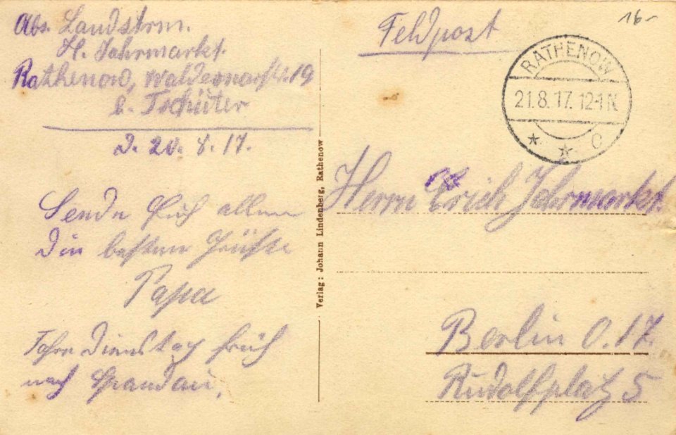Rathenow, Brandenburg - Bismarckdenkmal (back) (Zeno Ansichtskarten)