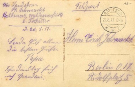 Rathenow, Brandenburg - Bismarckdenkmal (back) (Zeno Ansichtskarten)