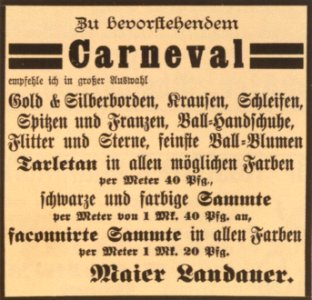 Ravensburg Fastnacht 1880er Carnevalsartikel