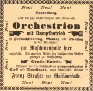 Ravensburg Fastnacht 1884 Orchestrion