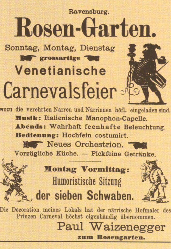 Ravensburg Fastnacht 1889 Rosengarten
