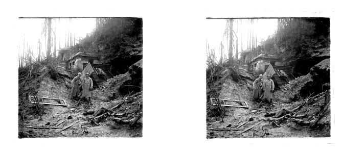 Ravin des Gobineaux. Abris boche. R. Berthelé - Fonds Berthelé - 49Fi107