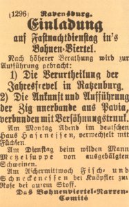 Ravensburg Fastnacht 1873 Unterstädtlerball