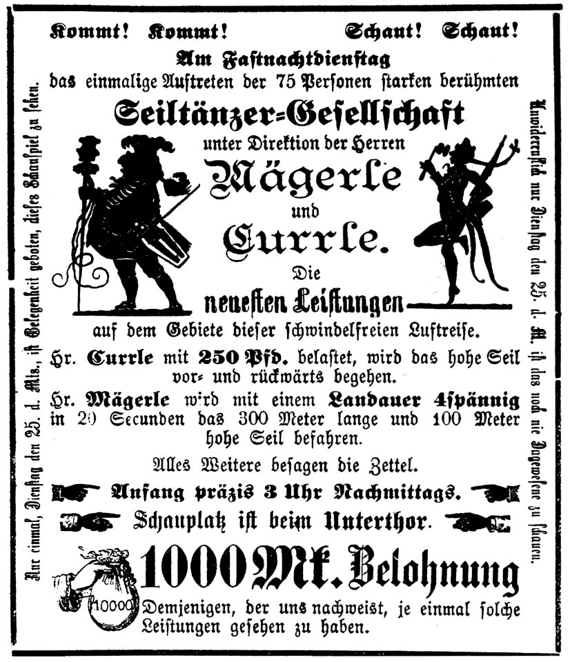 Ravensburg Fastnacht 1879 Seiltänzer-Gesellschaft