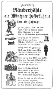 Ravensburg Fastnacht 1882 Räuberhöhle als Hofbräuhaus 01