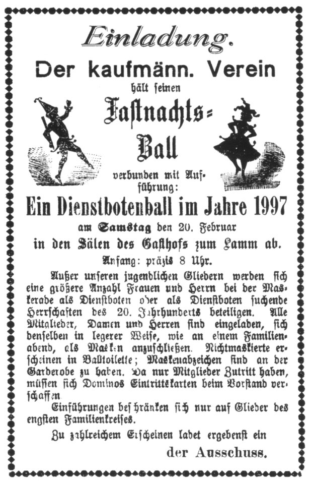 Ravensburg Fastnacht 1897 Kaufmännischer Verein