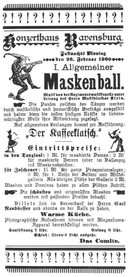 Ravensburg Fastnacht 1900 Maskenball