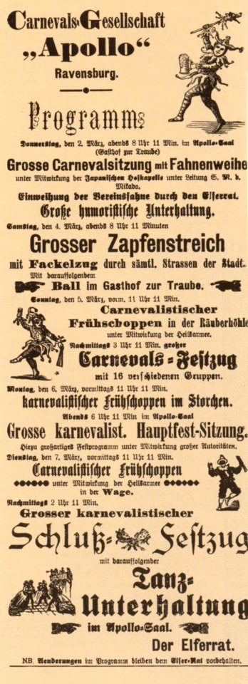 Ravensburg Fastnacht 1905 Apollo Programm