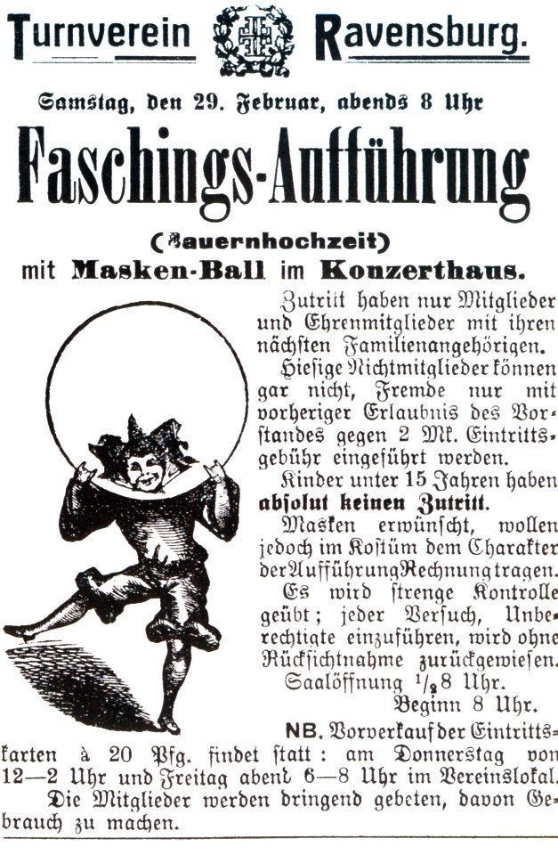 Ravensburg Fastnacht 1908 Aufführung Turnverein