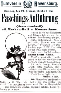 Ravensburg Fastnacht 1908 Aufführung Turnverein
