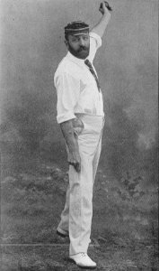 Ranji 1897 page 101 R. G. Barlow in the act of delivery