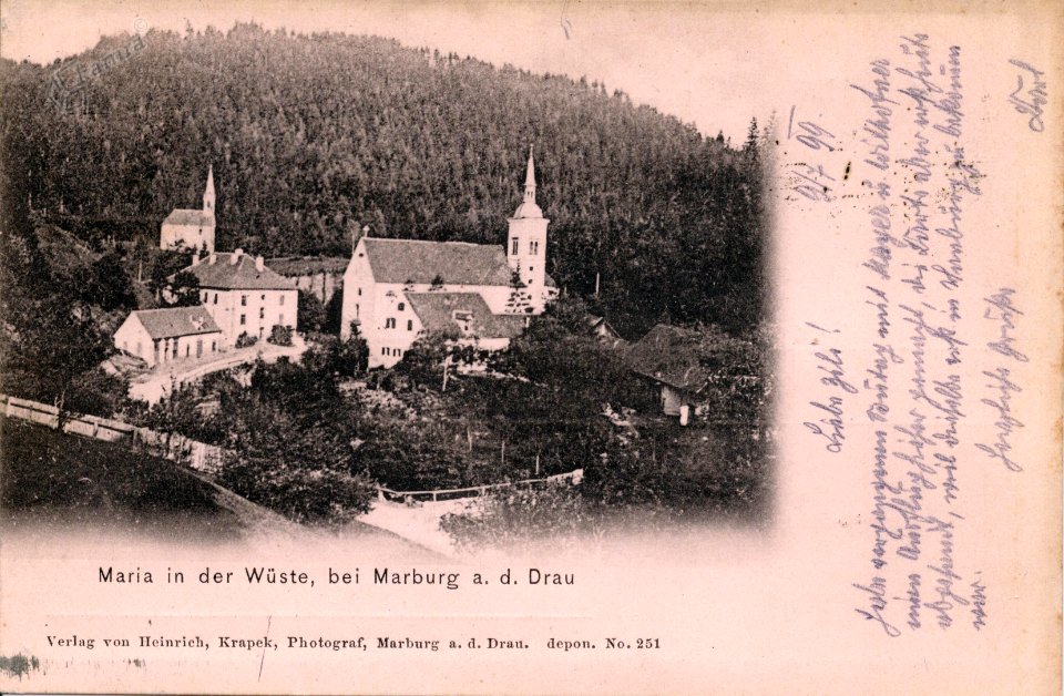 Razglednica cerkve Sv. device Marije v Puščavi 1899