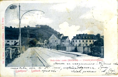 Razglednica Dolenjske ceste v Ljubljani 1905