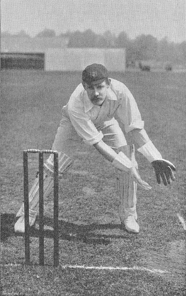 Ranji 1897 page 040 Storer taking a ball wide on the leg-side