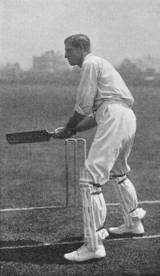 Ranji 1897 page 419 S. M. J. Woods cutting with left foot forward