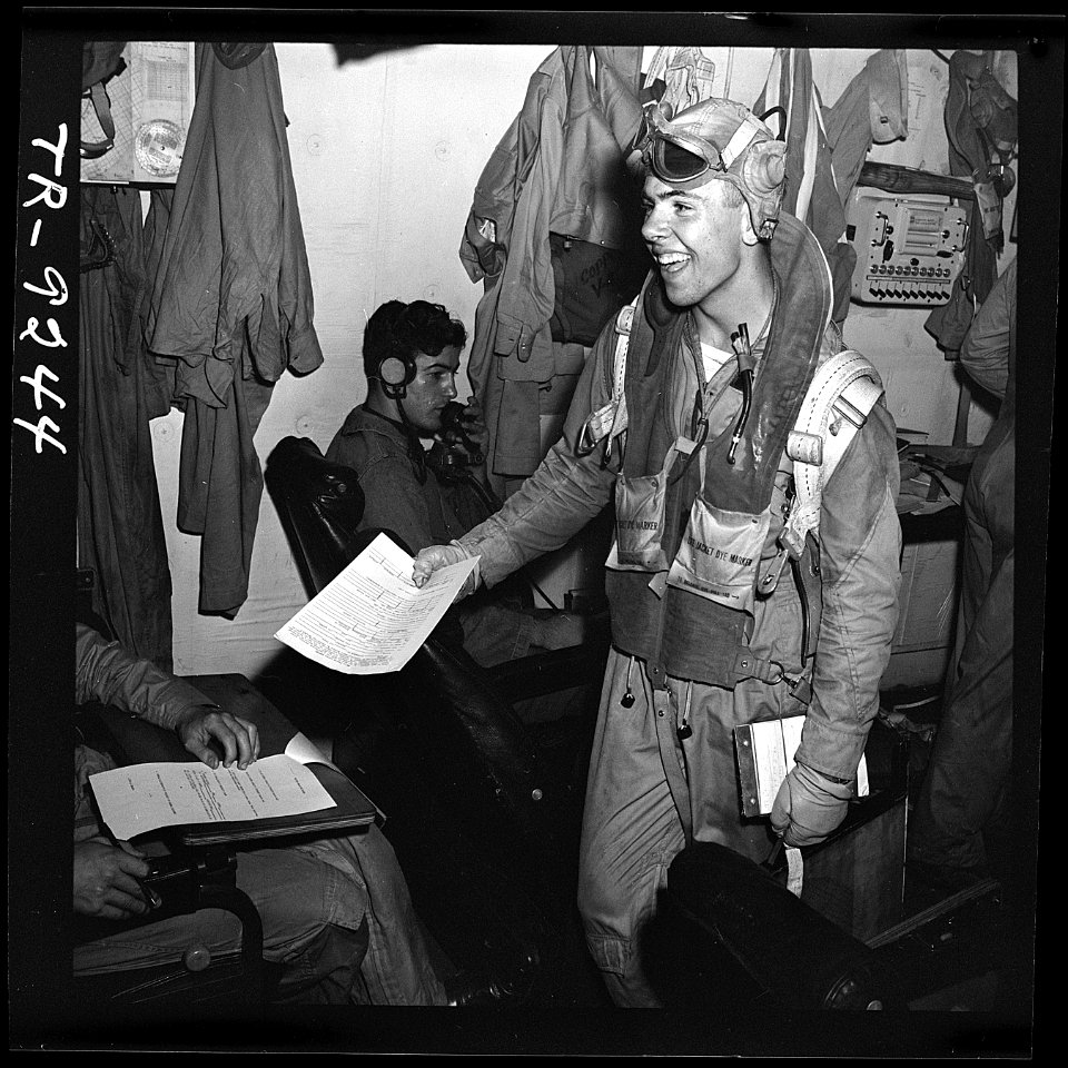 Ready room aboard the USS Lexington (CV-16) - NARA - 520908