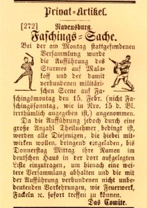Ravensburg Fastnacht 1858 Faschings-Sache