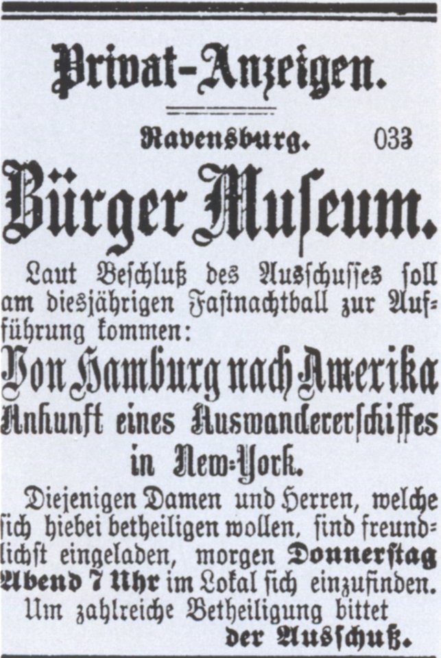 Ravensburg Fastnacht 1881 Bürgermuseum