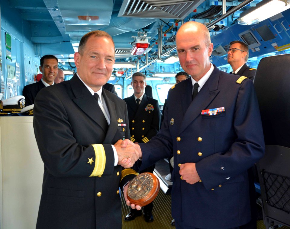Rear Adm. Arnaud Provost-Fleury (right) 190805-N-HN974-0159 (48478099492)