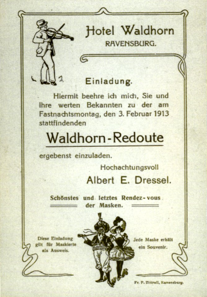 Ravensburg Fastnacht 1913 Redoute Waldhorn