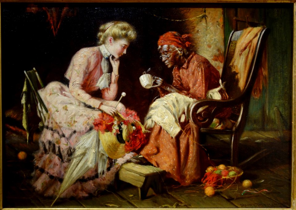 Reading Tea Leaves by Harry Herman Roseland, 1906, oil on canvas - New Britain Museum of American Art - DSC09351
