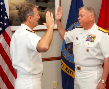 Rear Adm. Jamie Sands promotes Rear Adm. John B. Nowell to the Rank of Vice Admiral 190524-N-LX437-0019 photo