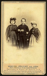 Rebecca, Charley, and Rosa, slave children from New Orleans - photographed by Kimball, 477 Broadway, N.Y. LCCN2010647844