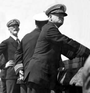 Rear Admiral Moffett and Captain Reeves aboard USS Langley (CV-1), in September 1926 (NH 81154)