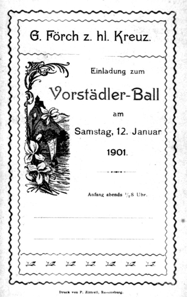 Ravensburg Fastnacht 1901 Vorstädler-Ball