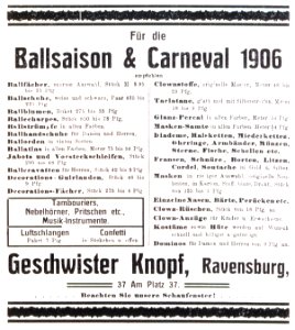 Ravensburg Fastnacht 1906 Kaufhaus Knopf