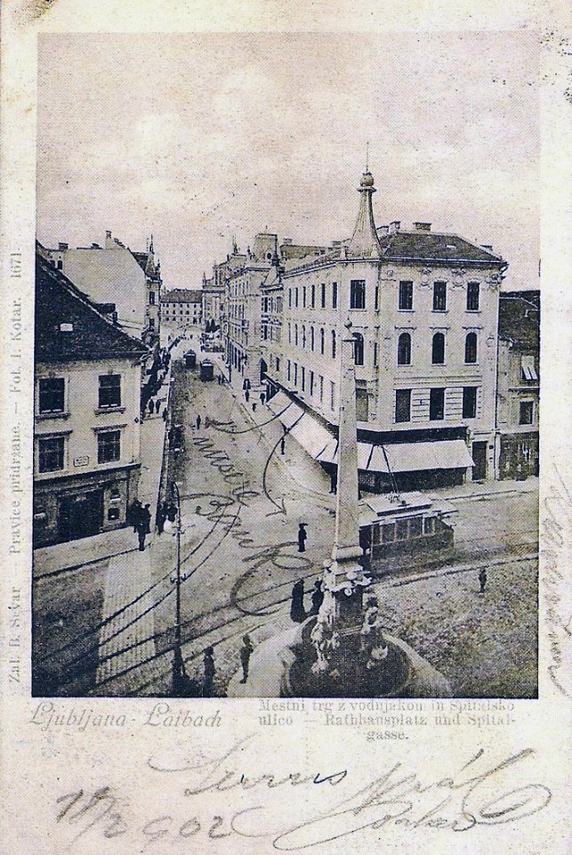 Razglednica mestnega trga v Ljubljani (2)