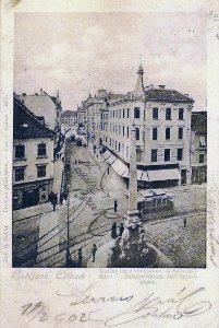 Razglednica mestnega trga v Ljubljani (2)
