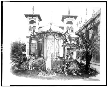 Rear view of the Pavilion of Monaco, with view of garden and statue of the Virgin Mary, Paris Exposition, 1889 LCCN92520797
